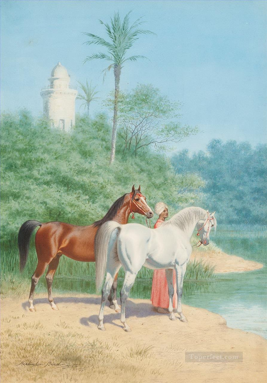 far0083D13 klassische Figur arabische arabische Pferde Ölgemälde